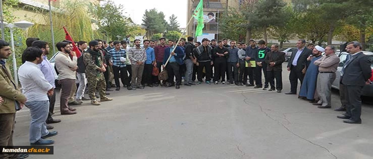 بدرقه ی دانشجو معلمان جهت حضور و شرکت در گرهمائی پرشور اربعین سید و سالار شهیدان حضرت اباعبدالله الحسین(ع)