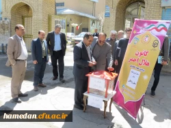 برپایی چادر کمک به سیل زدگان توسط کانون هلال احمر پردیس شهید مقصودی همدان