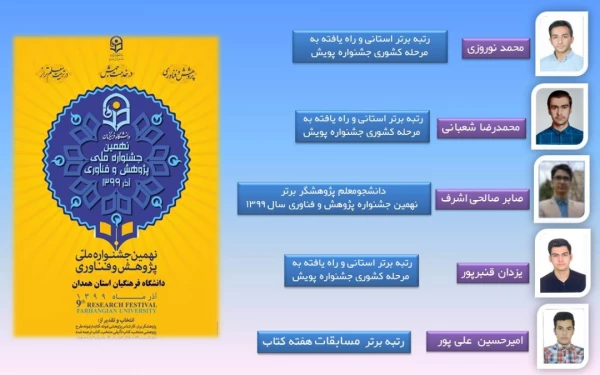 پژوهشگران برتر مرحله استانی ( نهمین جشنواره ملی پژوهش و فناوری)  4