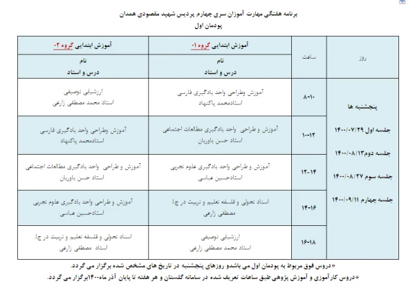 اطلاعیه درباره ی شروع کلاس های آموزشی 2