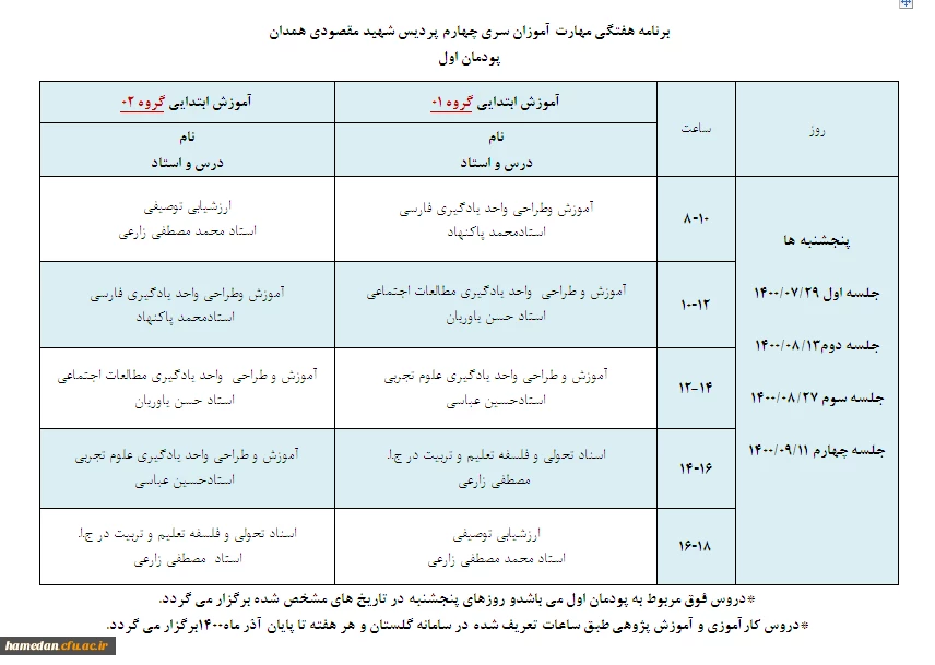 اطلاعیه درباره ی شروع کلاس های آموزشی 2