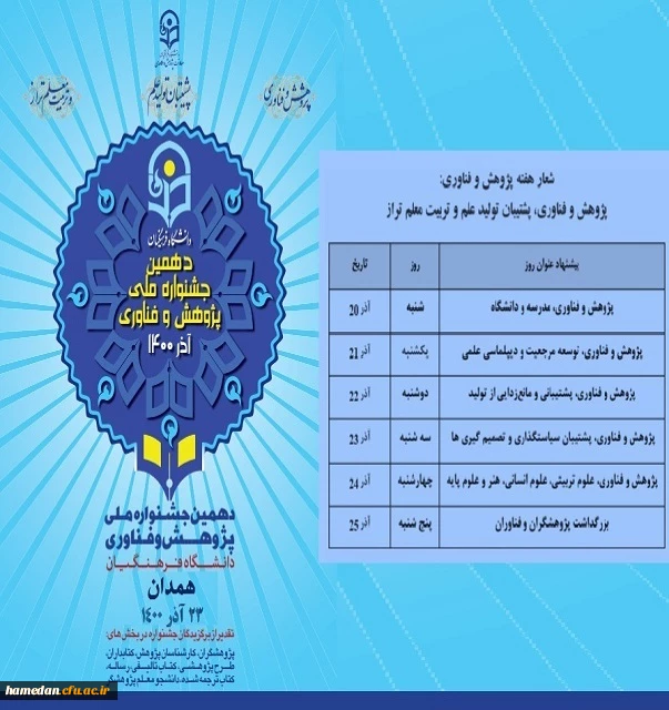 رئوس برنامه های هفته پژوهش 2